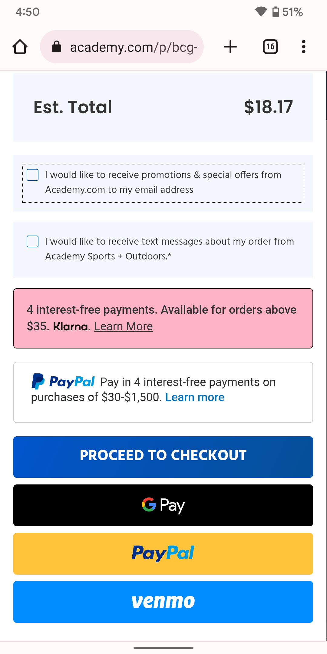 Academy Sports + Outdoors accepts Google Pay on its website.