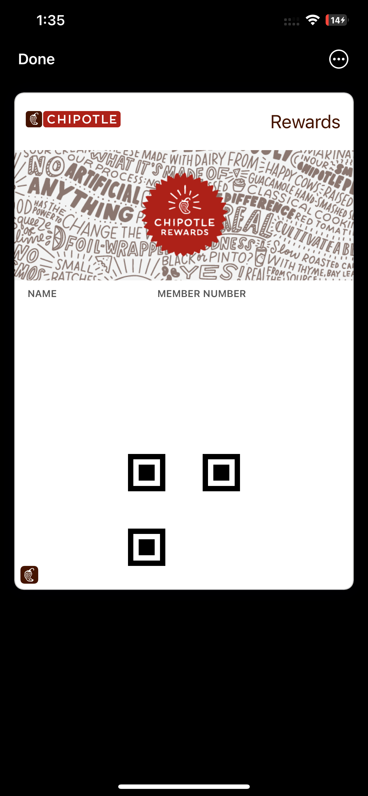 Chipotle supports Apple Wallet.
