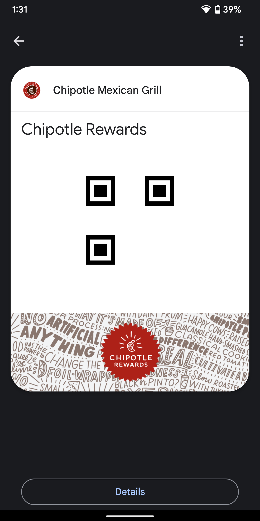 Chipotle supports Google Wallet.