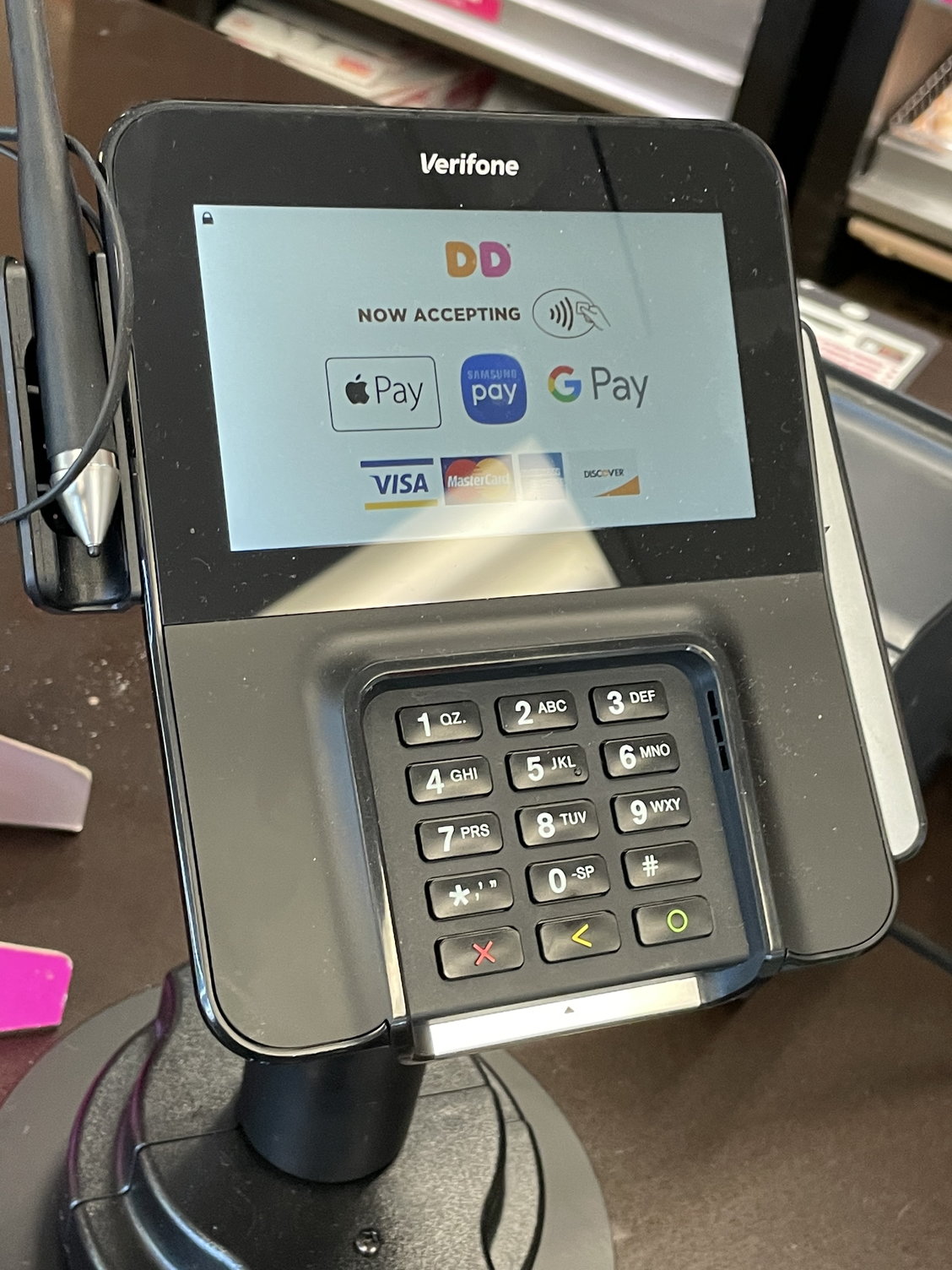 Dunkin' accepts contactless payments.