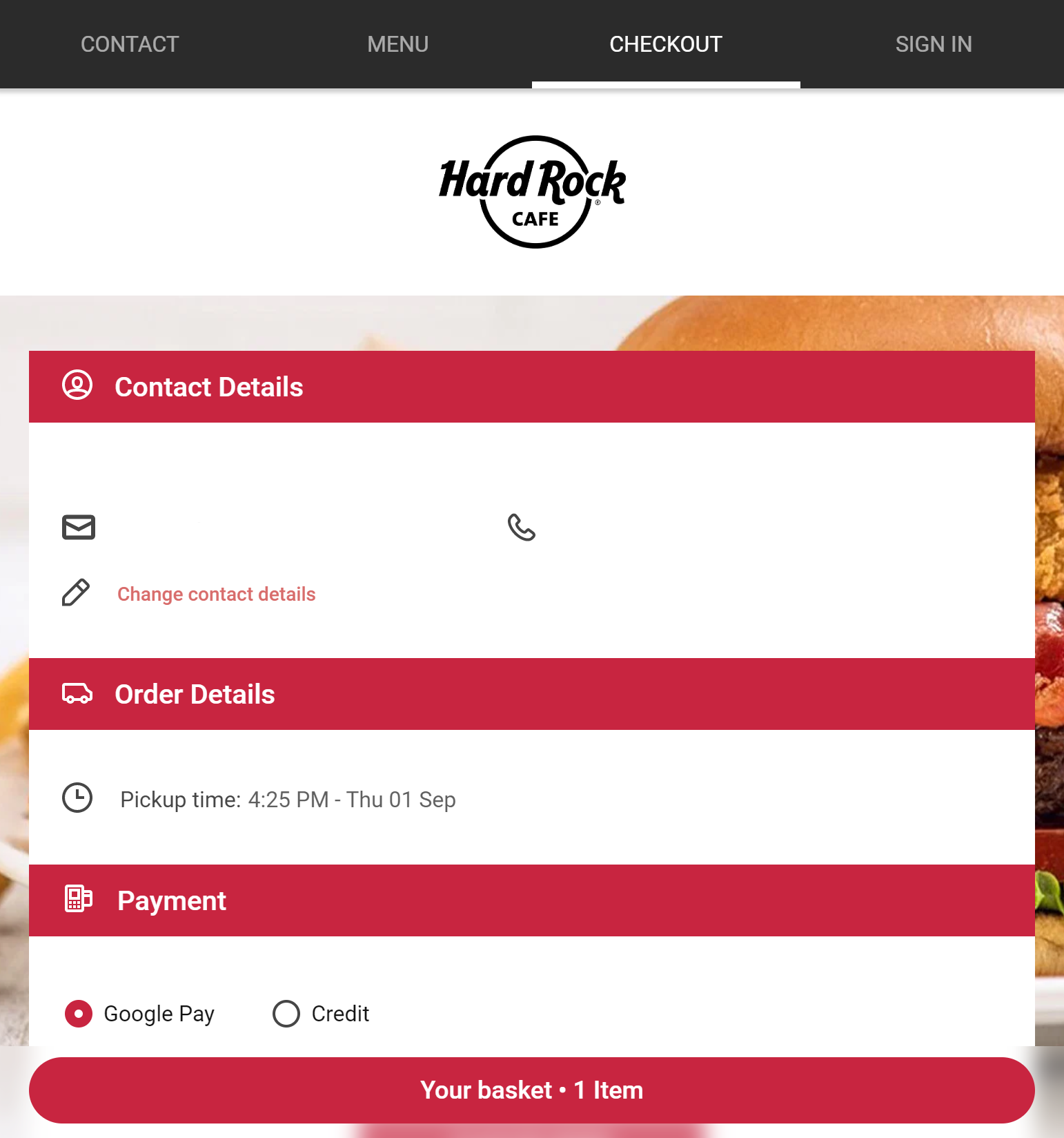 Hard Rock Cafe accepts Google Pay online.