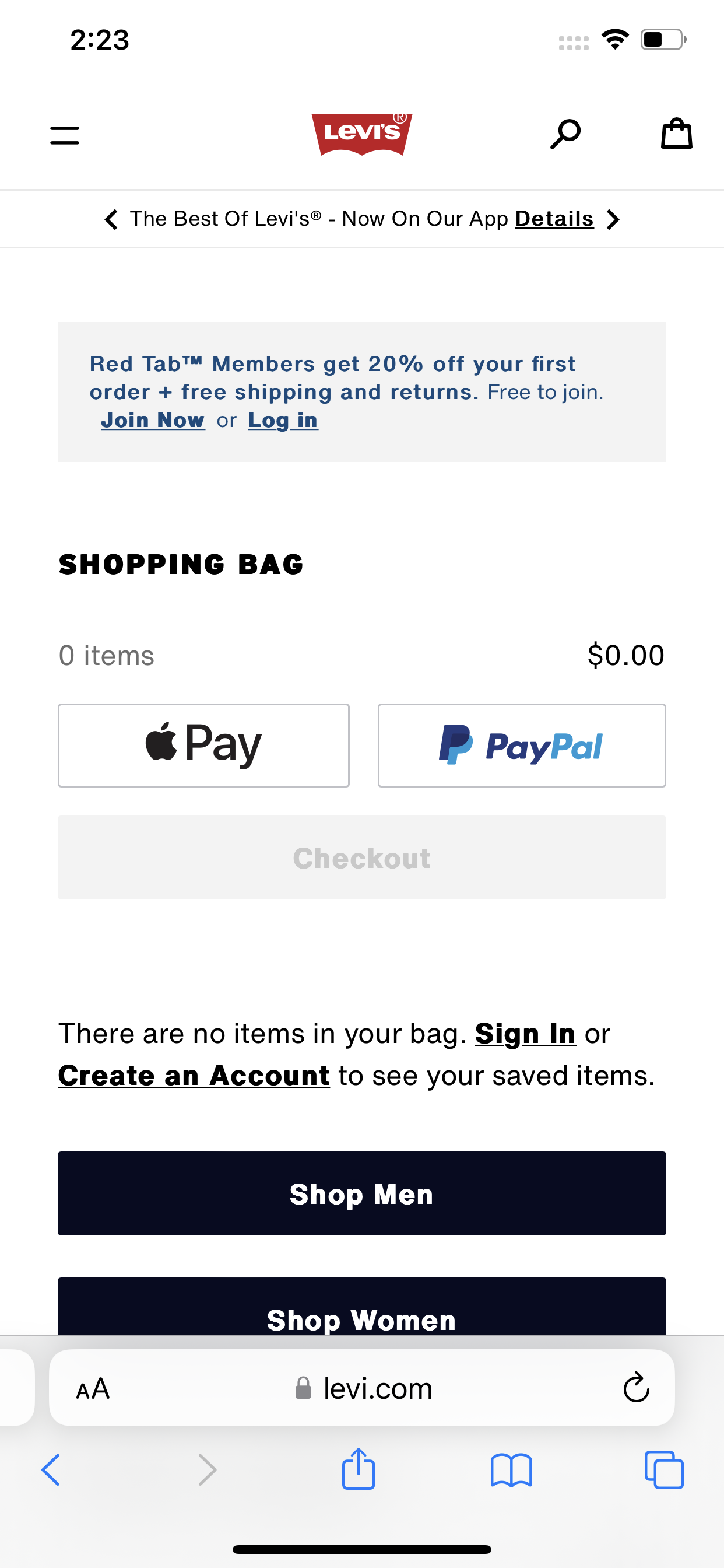 Levi's accepts Apple Pay on its website.