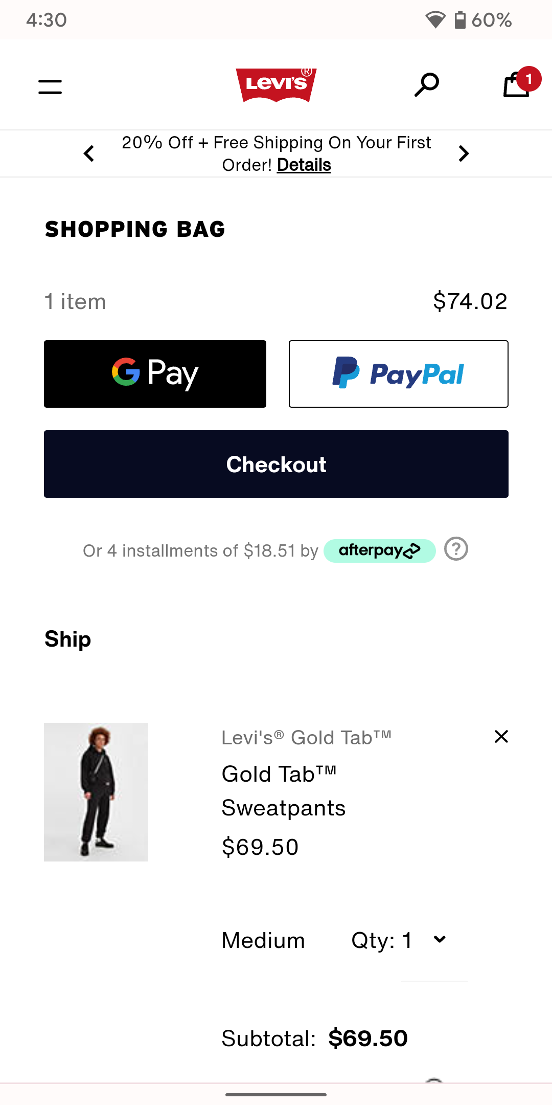 Levi's accepts Google Pay on its website.