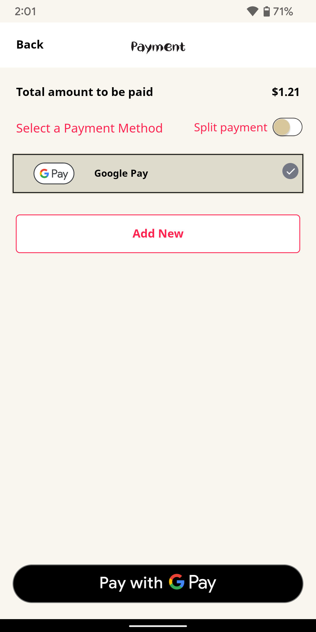 Nando's accepts Google Pay in its Android app.