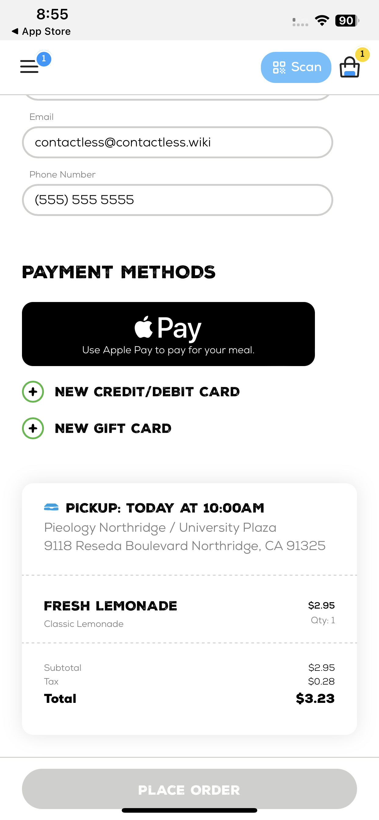 Pieology accepts Apple Pay in its iOS app.