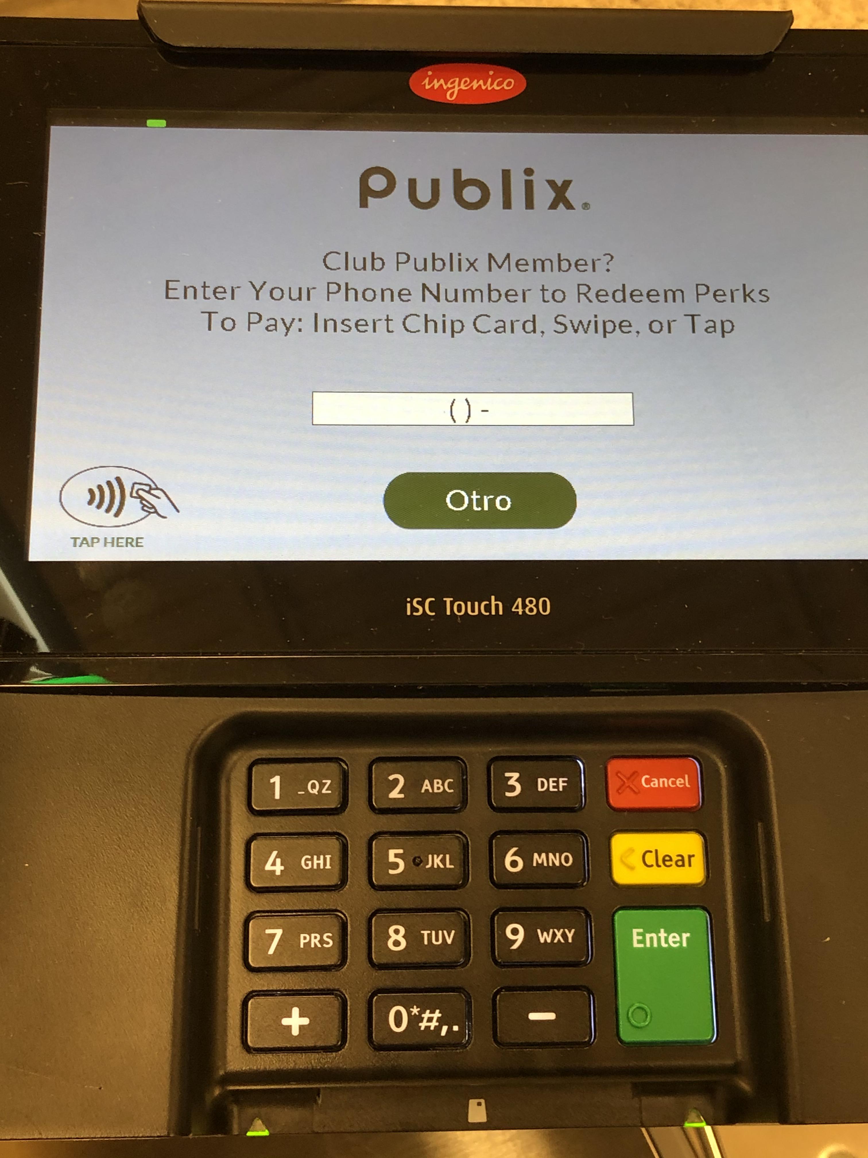 Publix accepts contactless payments in-store.