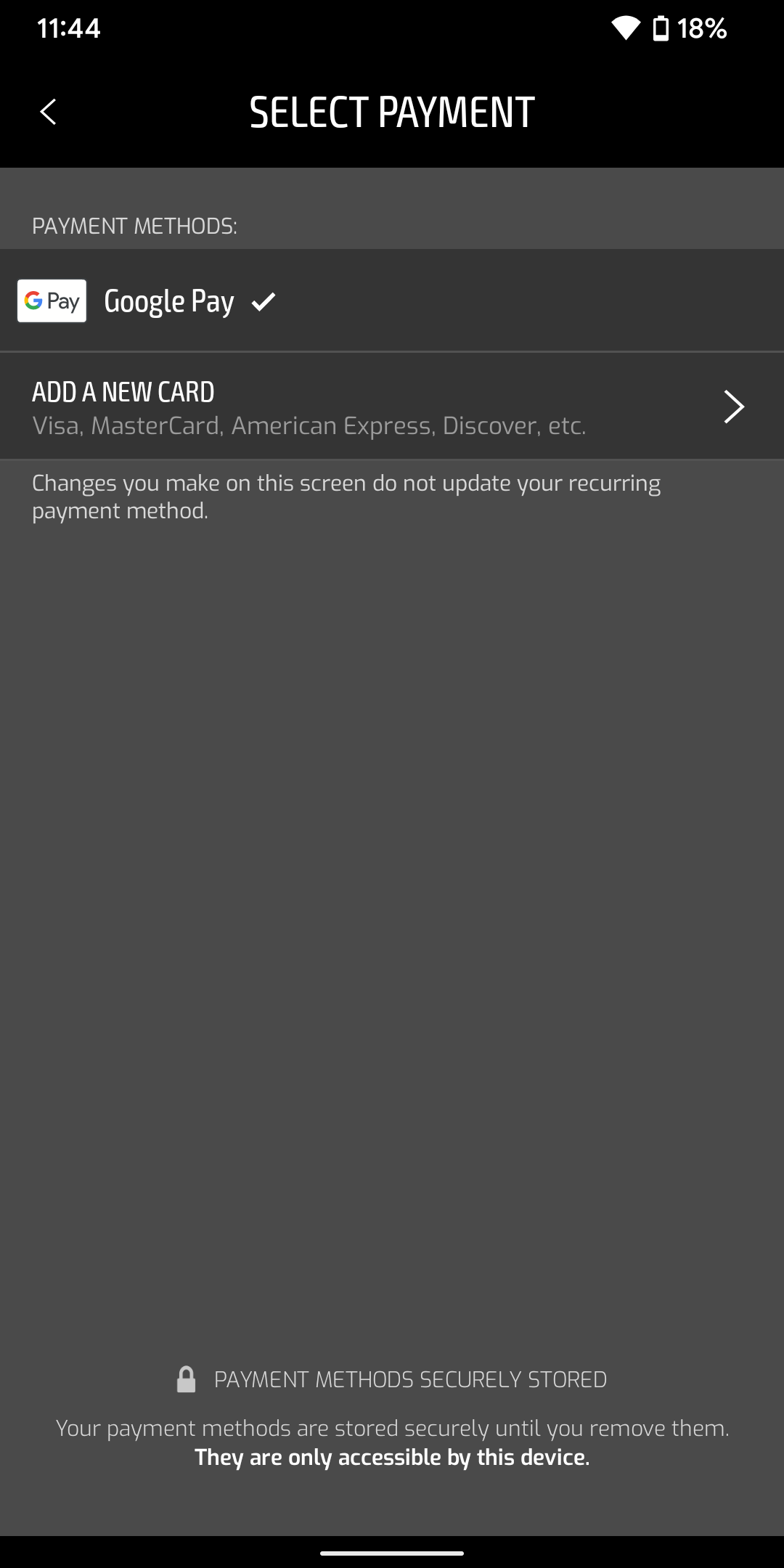 Regal accepts Google Pay in its Android app.