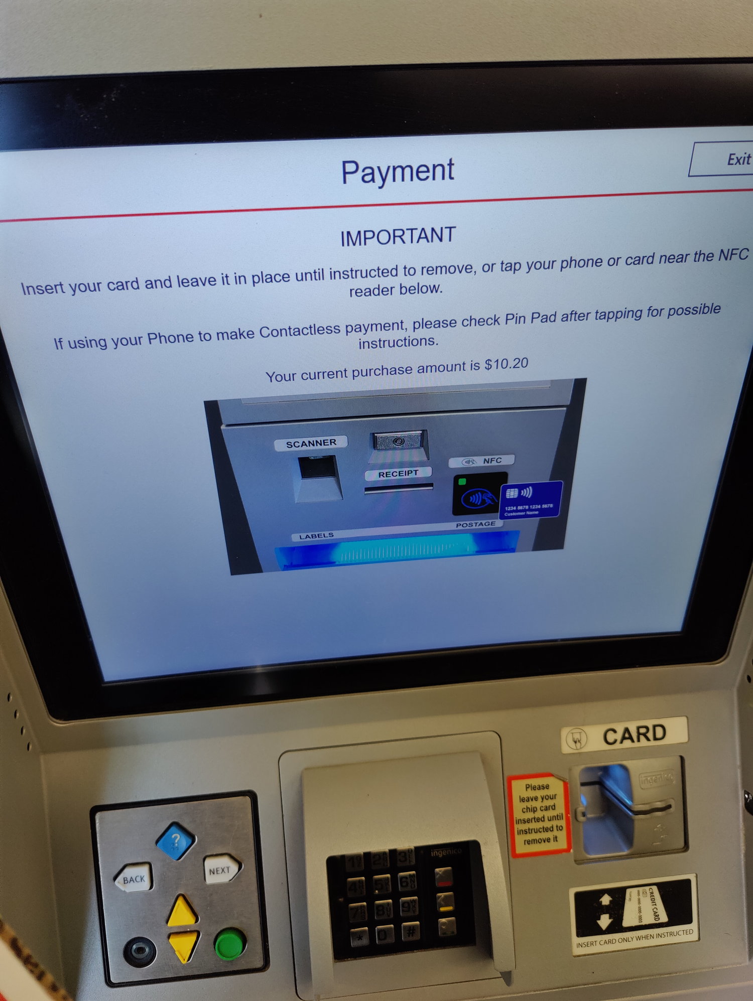 USPS accepts contactless payments at-kiosk.